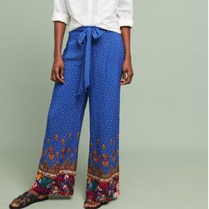 Anthropologie Printed Wide-Leg Trousers